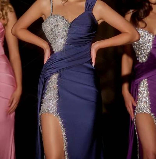 Portia&Scarlett - Jersey Ruched Bodice Gown - blue - clothing - dresses