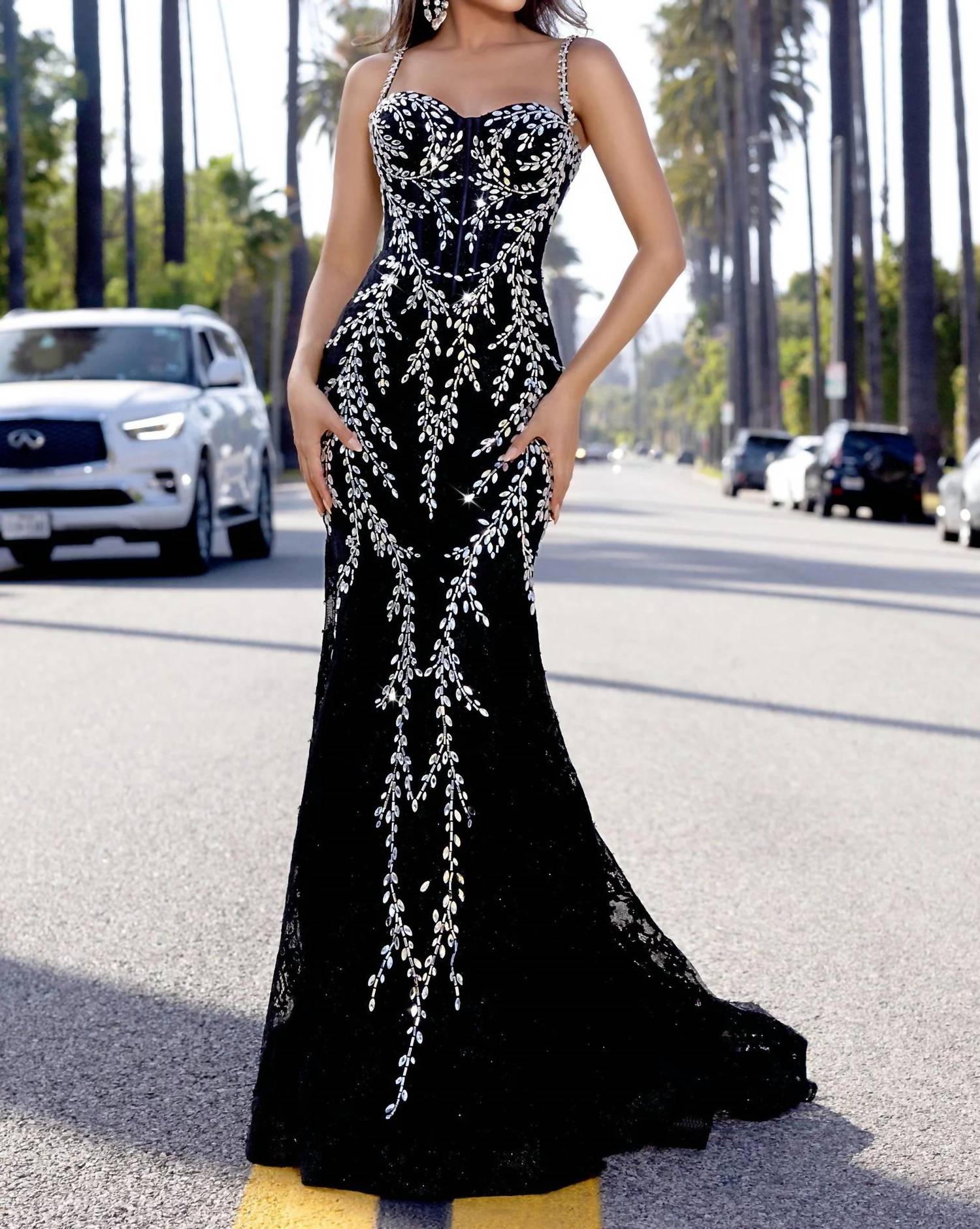 Portia&Scarlett - Lace And Crystal Mermaid Gown - black - clothing - dresses