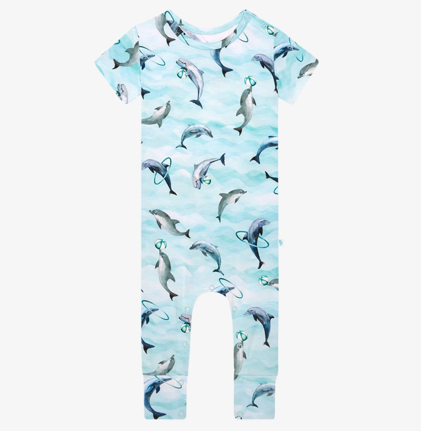Posh Peanut - Baby Basic Romper - animal - blue - bottoms
