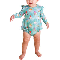Posh Peanut - Girl's Long Sleeve Ruffled Bubble Romper