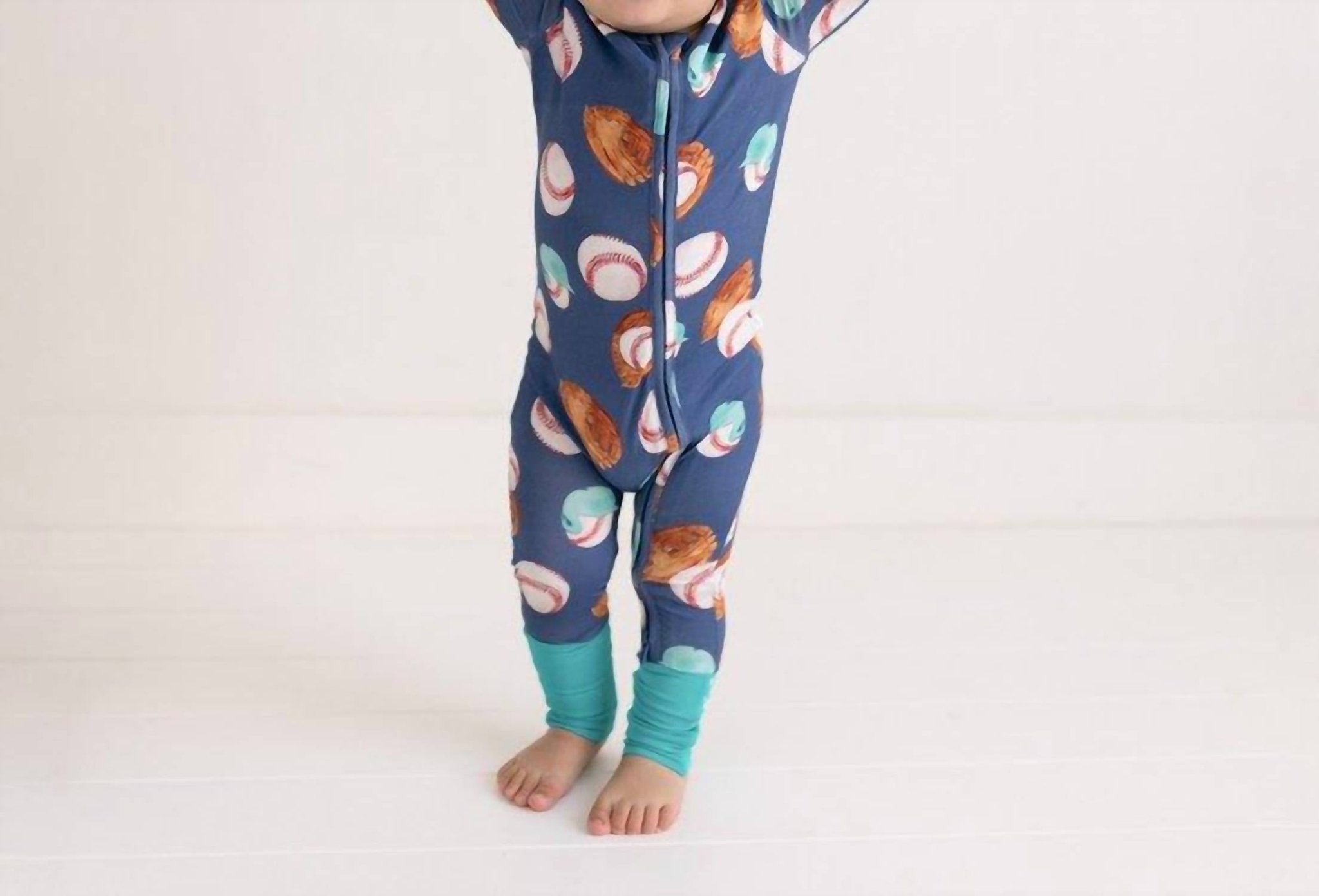 Posh Peanut - Long Sleeve Zip Romper - blue - bottoms - clothing