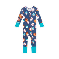 Posh Peanut - Long Sleeve Zip Romper - blue - bottoms - clothing