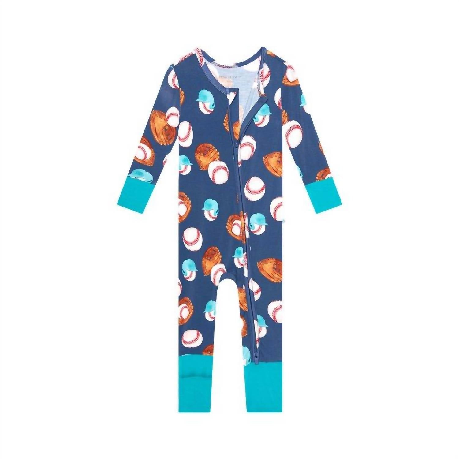 Posh Peanut - Long Sleeve Zip Romper - blue - bottoms - clothing