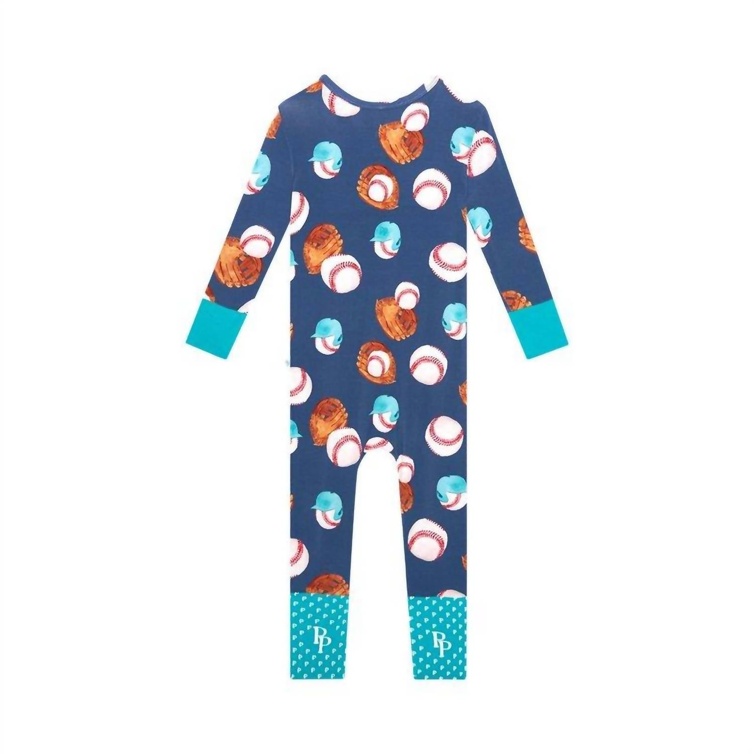 Posh Peanut - Long Sleeve Zip Romper - blue - bottoms - clothing