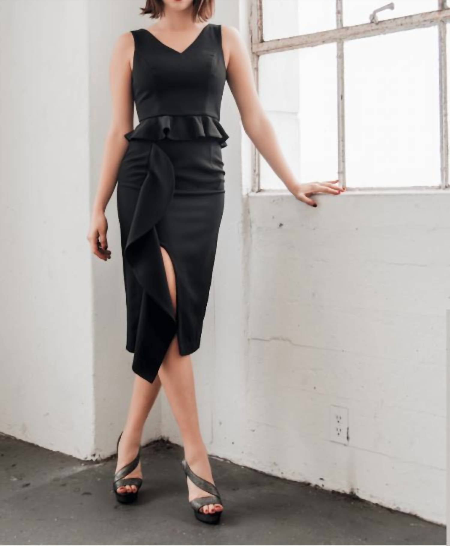 Posh - Peplum Cocktail Set - asymmetrical - black - clothing