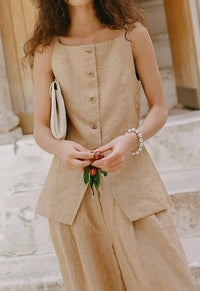 Posse - Nancy Gilet Top - blouses - brown - clothing