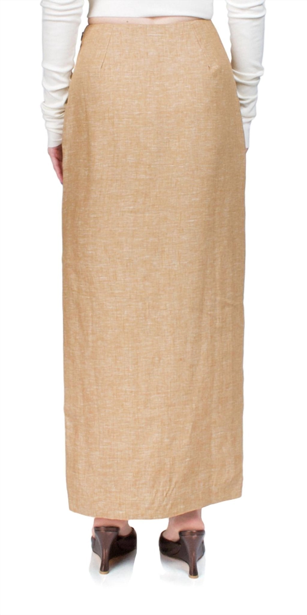 Posse - Nancy Pencil Skirt - brown - clothing - linen