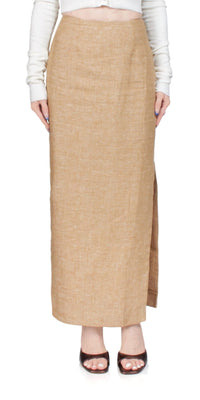 Posse - Nancy Pencil Skirt - brown - clothing - linen