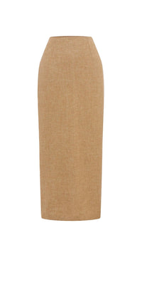Posse - Nancy Pencil Skirt - brown - clothing - linen