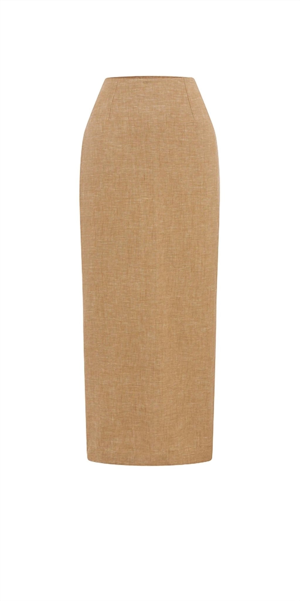 Posse - Nancy Pencil Skirt - brown - clothing - linen