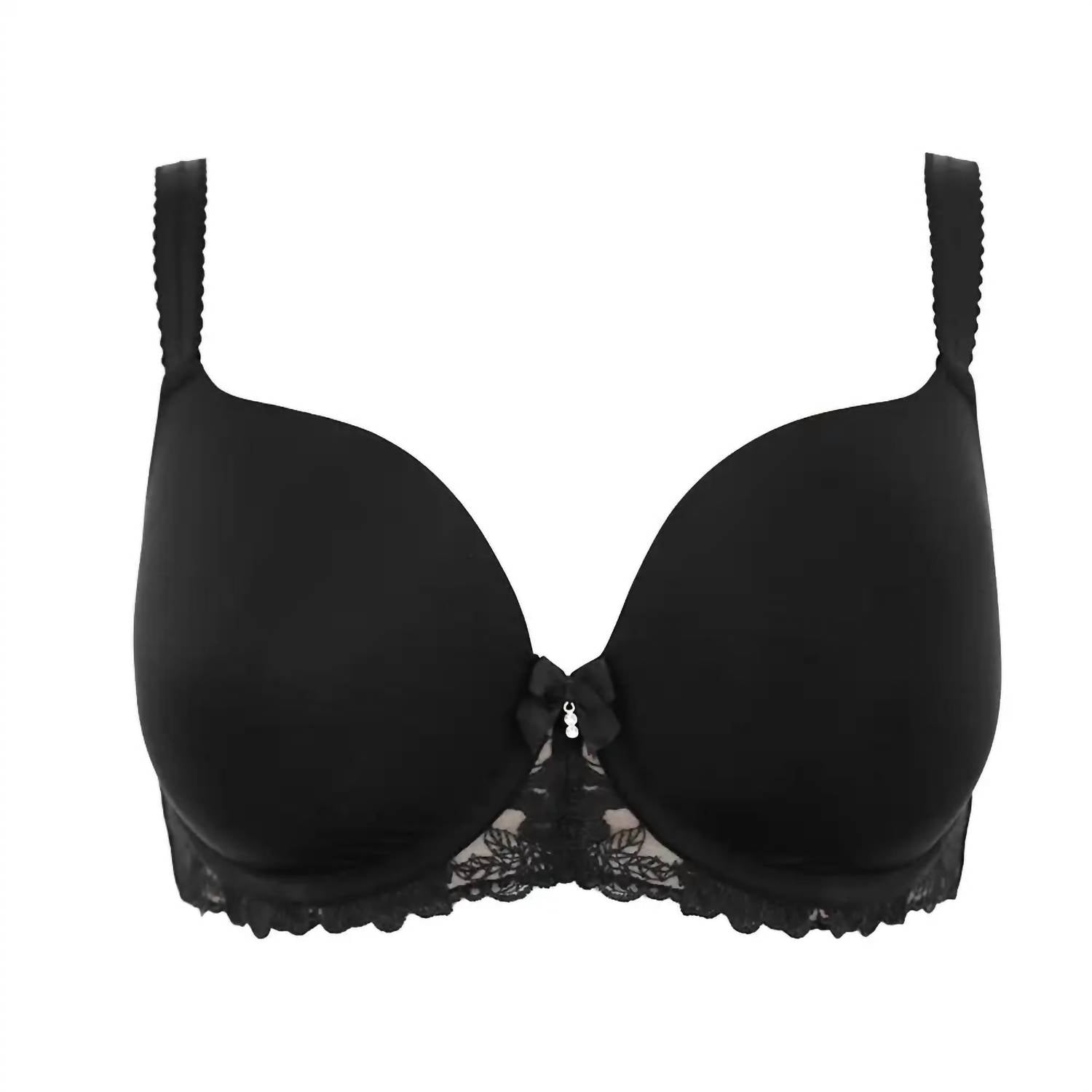 Pour Moi - Sofia Embroidered Full Coverage Lightly Padded T-shirt Bra - black - bras - clothing