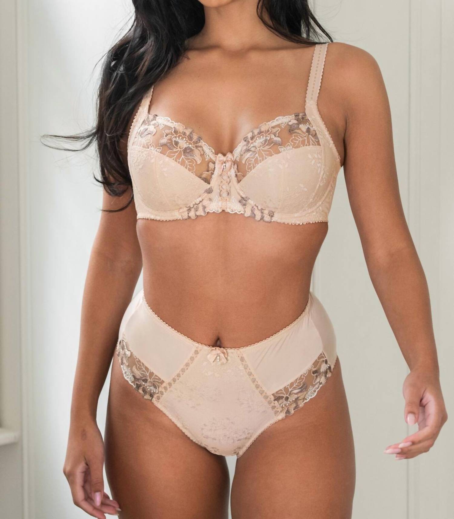 Pour Moi - Sofia Lace Embroidered Side Support Bra - beige - bras - clothing