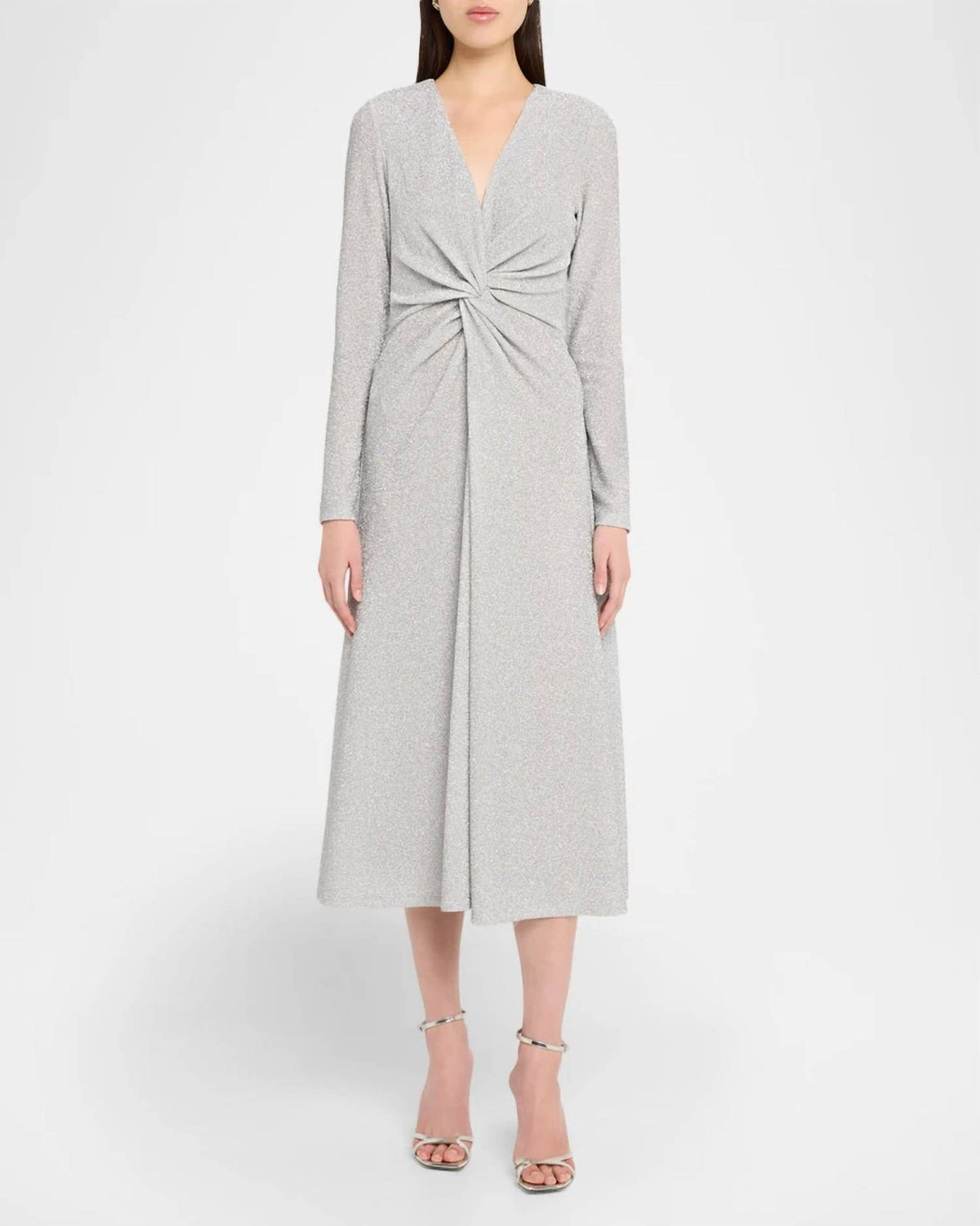 Prabal Gurung - Twist Front Long Sleeve Sparkle Dress