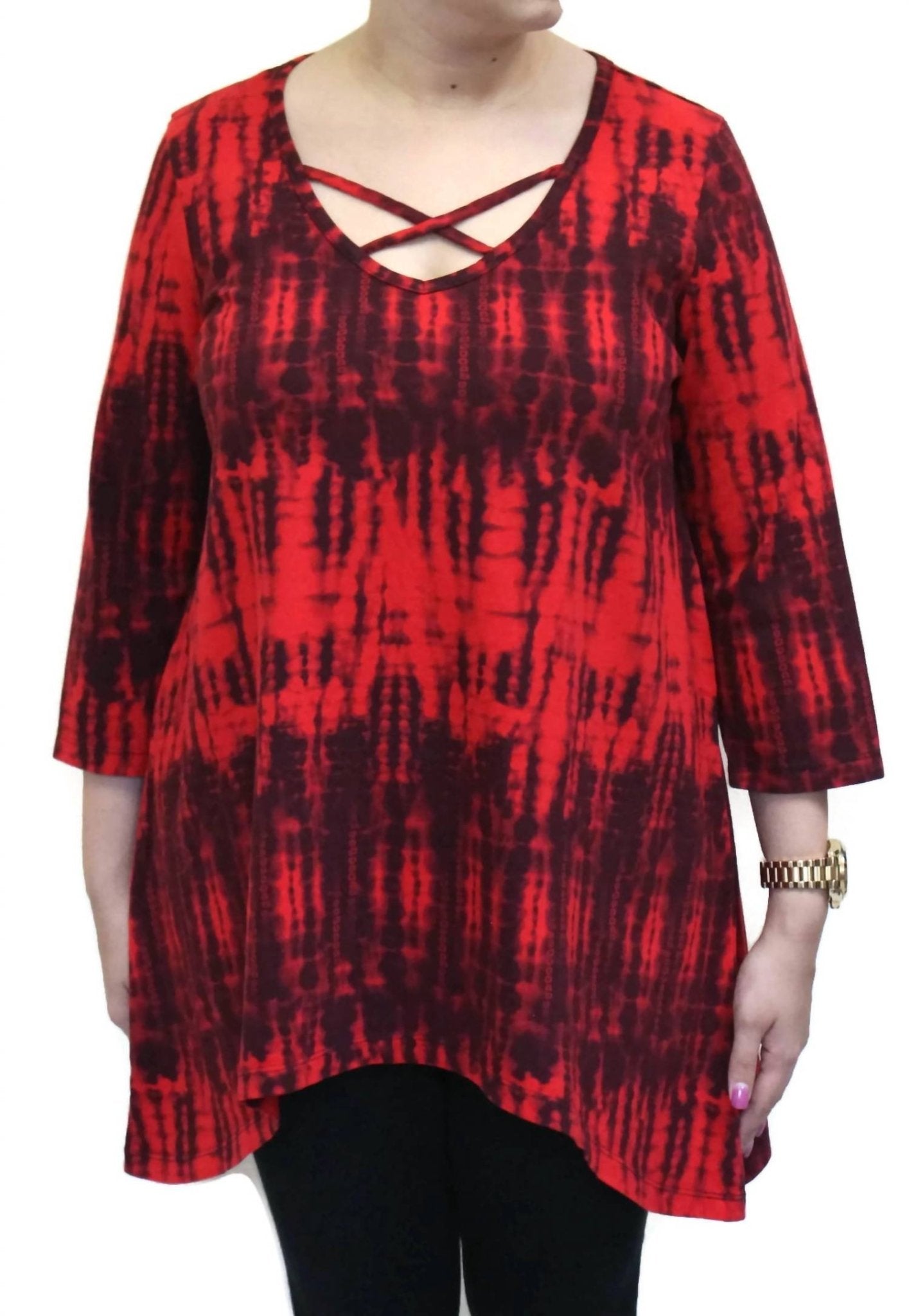 Prairie Cotton - High Tides Criss Cross Cotton Top - clothing - cotton - patterned