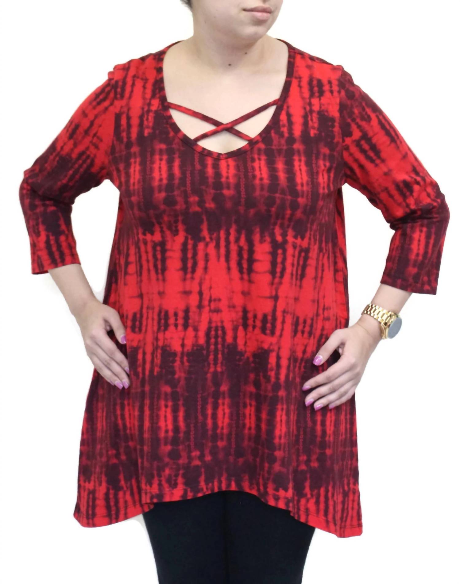 Prairie Cotton - High Tides Criss Cross Cotton Top - clothing - cotton - patterned