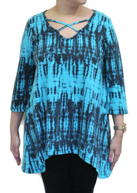 Prairie Cotton - High Tides Criss Cross Cotton Top - blue - clothing - cotton