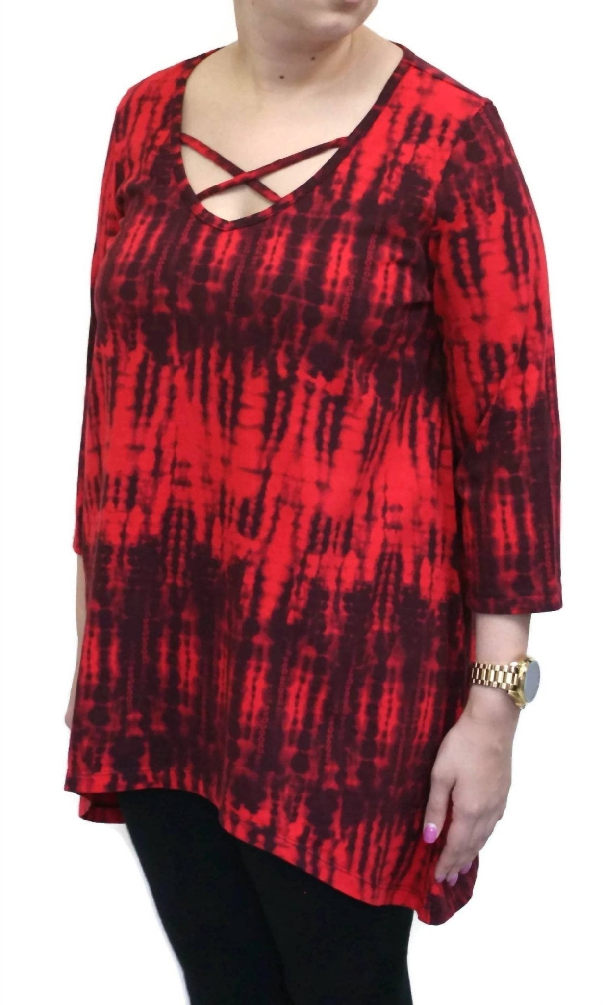 Prairie Cotton - High Tides Criss Cross Cotton Top - clothing - cotton - patterned