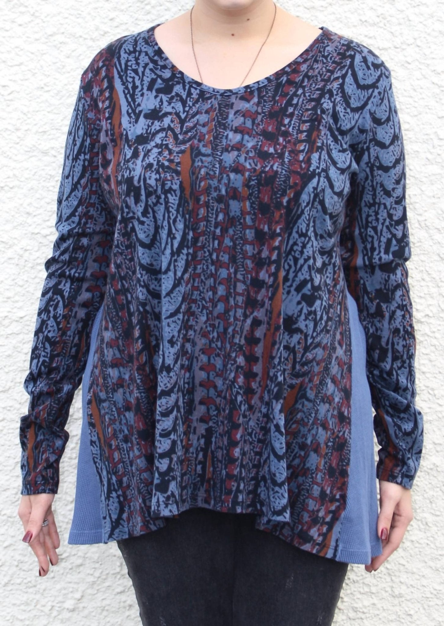 Prairie Cotton - Waffle Back Cotton Top - blue - clothing - cotton