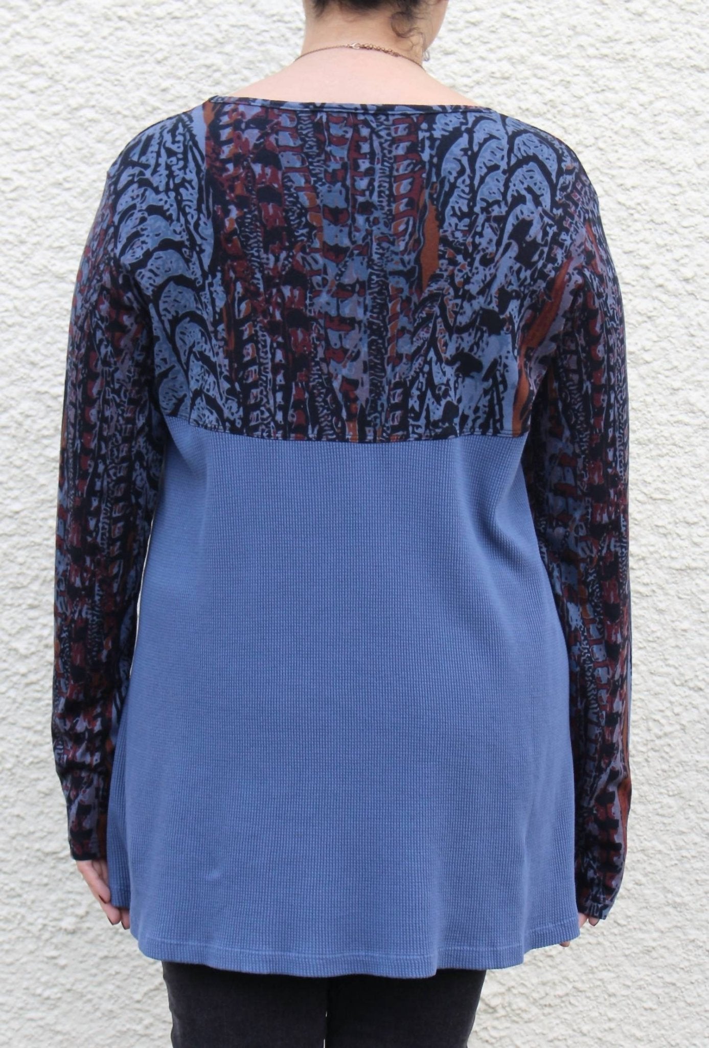 Prairie Cotton - Waffle Back Cotton Top - blue - clothing - cotton