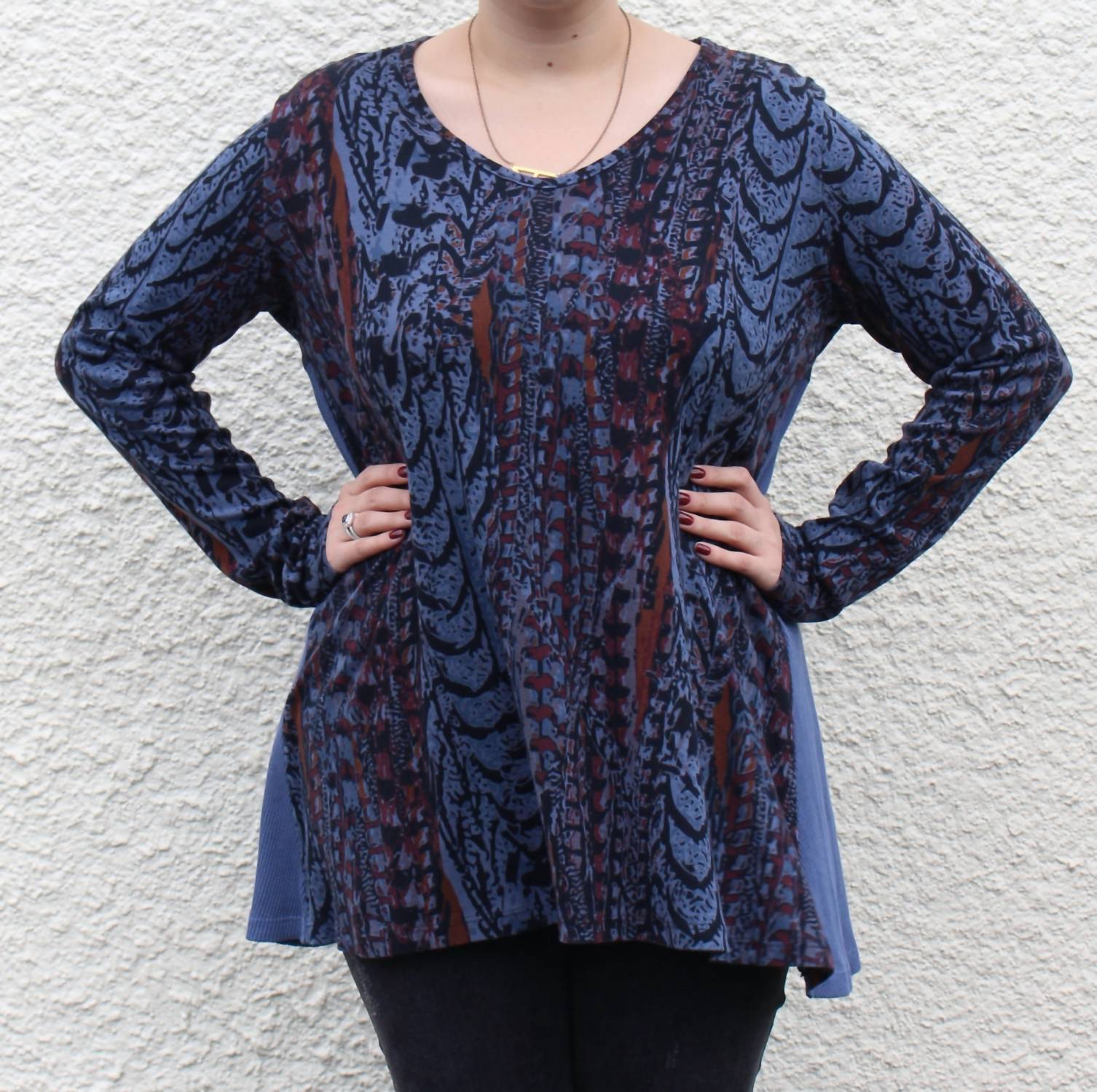 Prairie Cotton - Waffle Back Cotton Top - blue - clothing - cotton