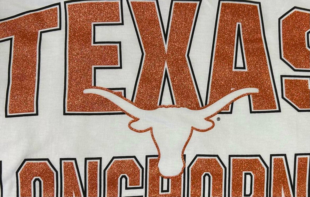 Pressbox - Texas Longhorns "Maxima Glitter" Short Sleeve Crew Neck Top