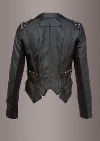 Pretty Attitude - Vegan Leather Studded Moto Jacket - black - clothing - jackets