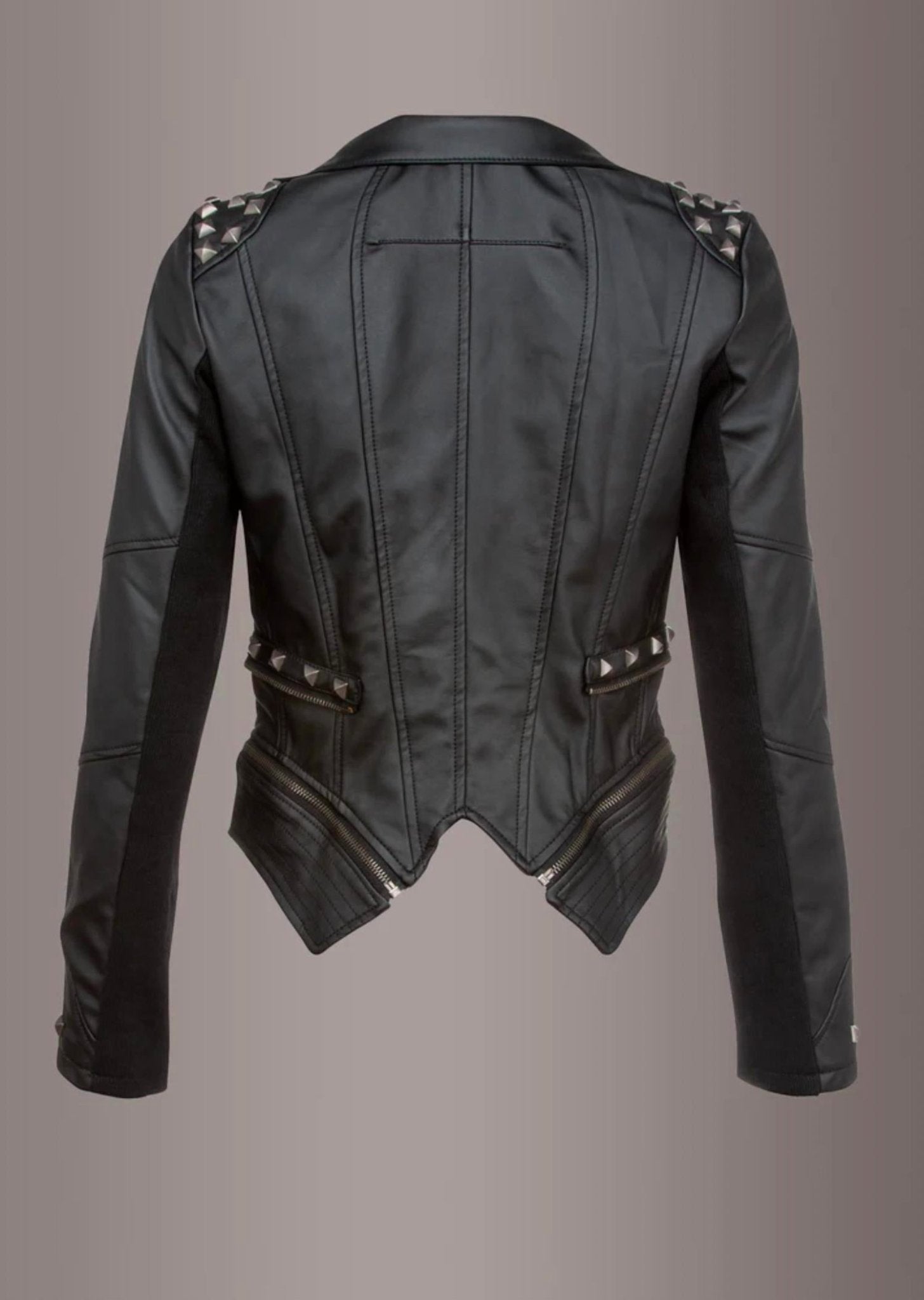 Pretty Attitude - Vegan Leather Studded Moto Jacket - black - clothing - jackets