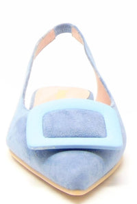 Pretty Ballerinas - Women's Ella Suede Slingback - blue - flats - loafers