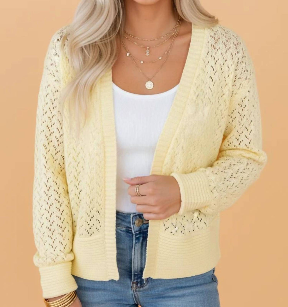 Pretty Bash - Open-Front Long Sleeves Cardigan