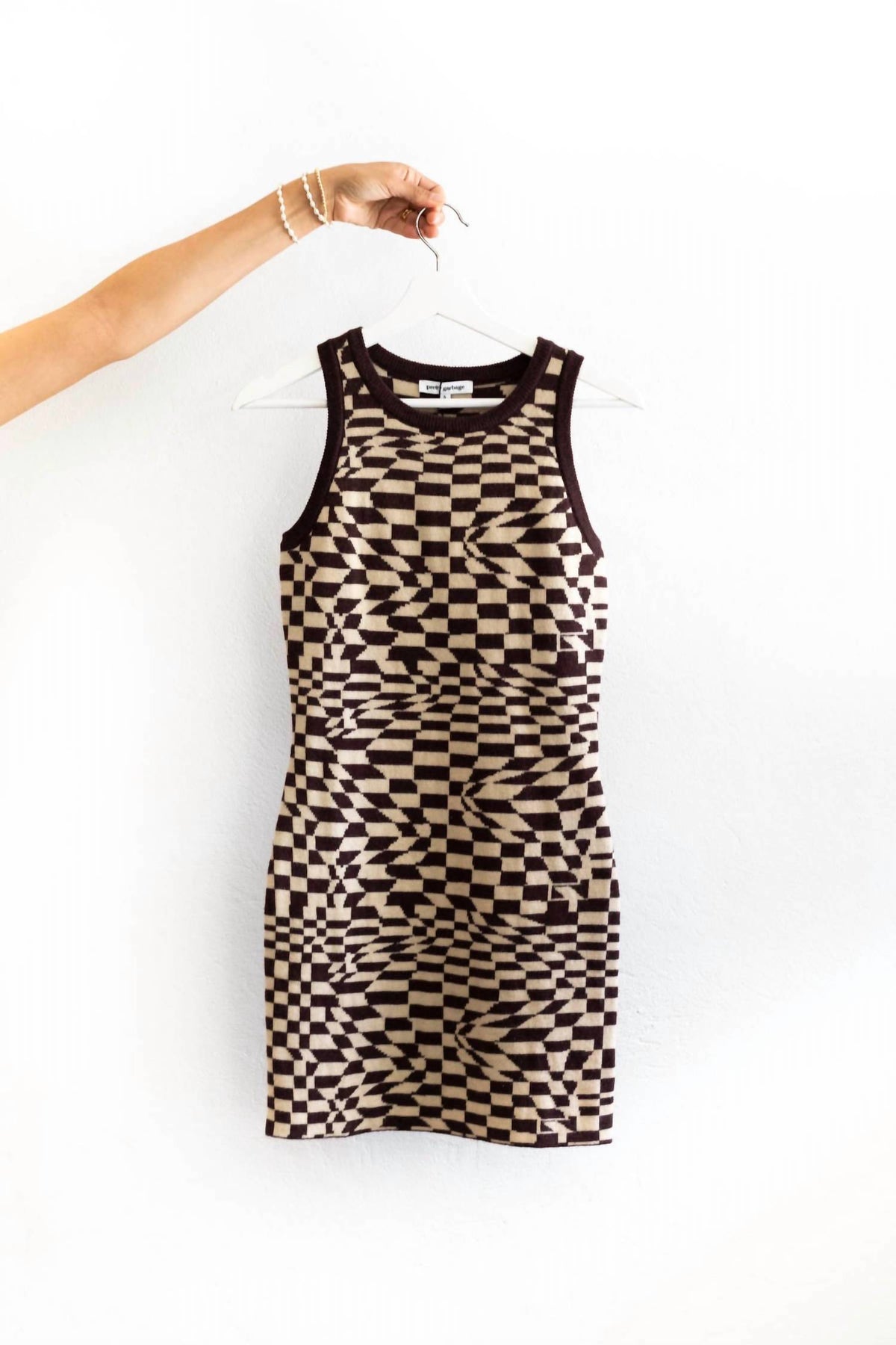 Pretty Garbage - Geo Checkered Knitted Mini Dress