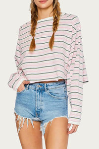 STRIPED RAGLAN SLEEVE T-SHIRT