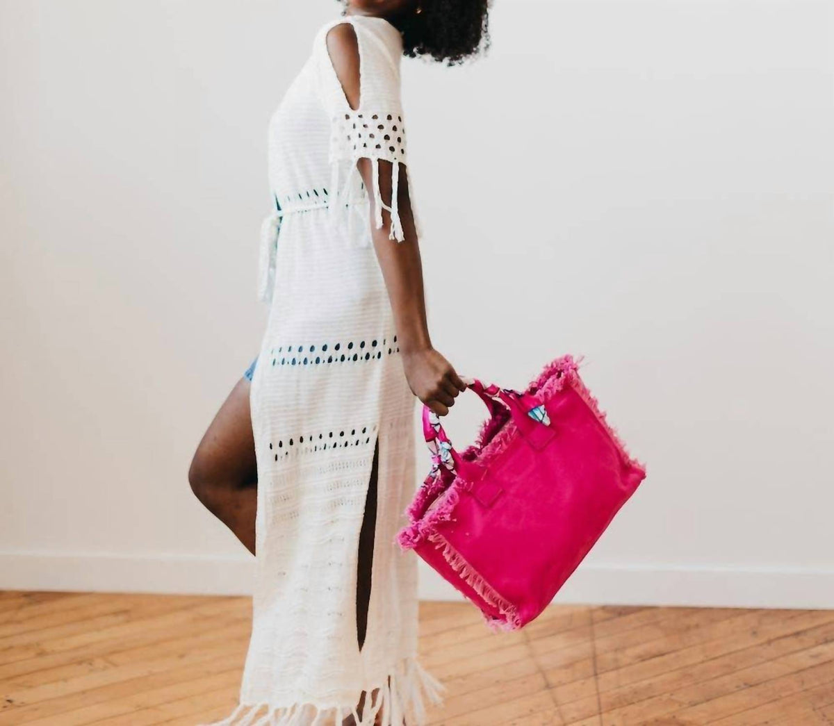 Pretty Simple - Canvas Fringe Tote Barbiecore