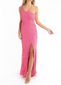 Primavera - Asymmetrical Neckline Prom Dress - clothing - dresses - patterned