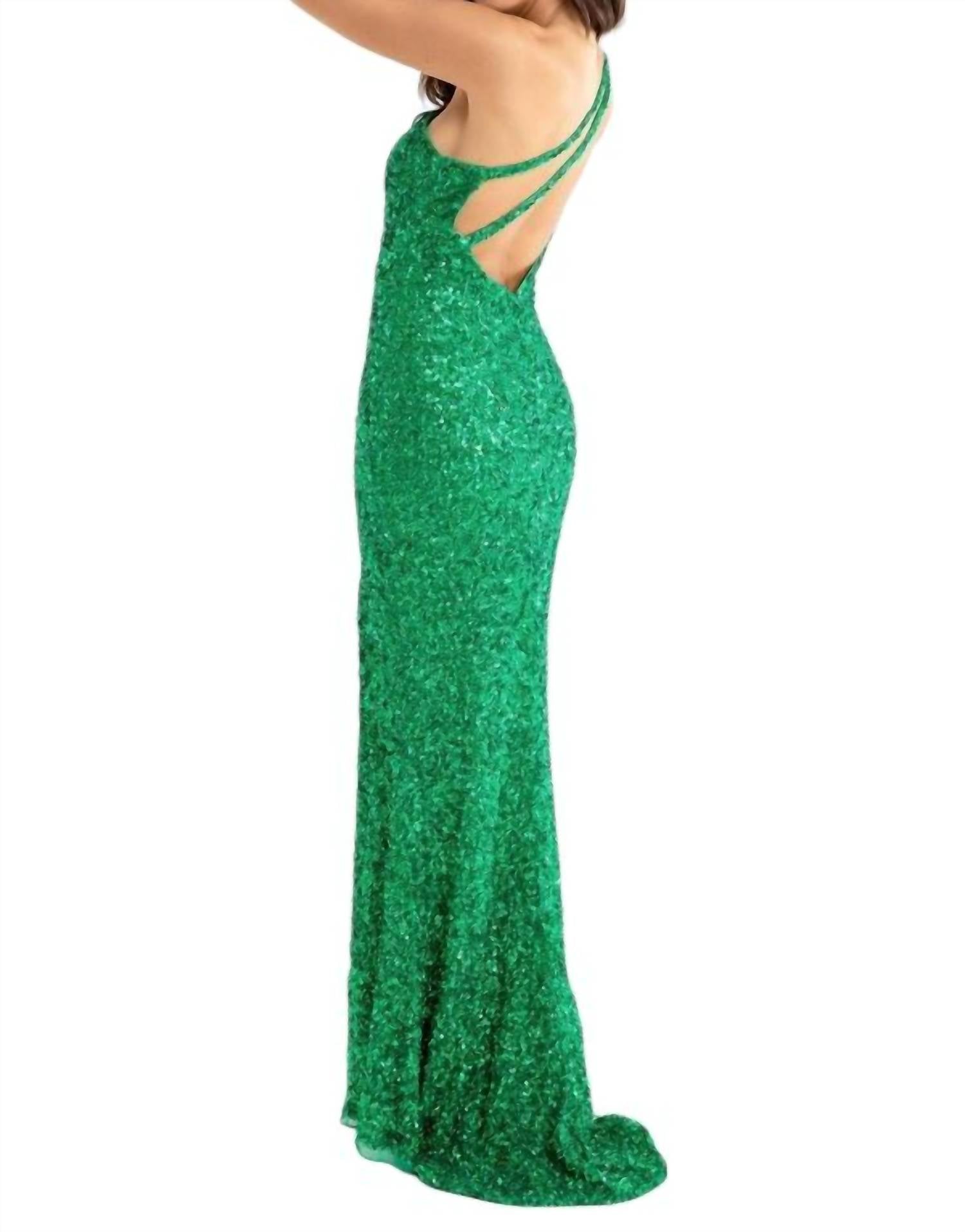 Primavera - Asymmetrical Neckline Prom Dress - clothing - dresses - green