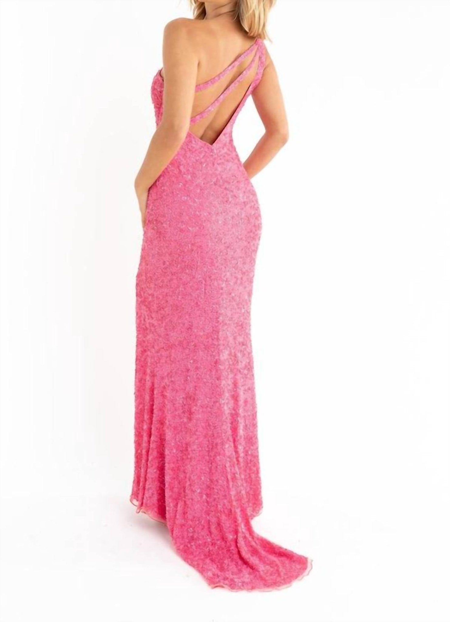 Primavera - Asymmetrical Neckline Prom Dress - clothing - dresses - patterned