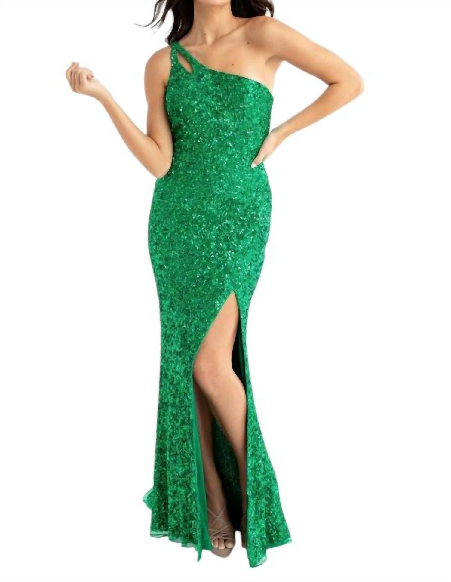 Primavera - Asymmetrical Neckline Prom Dress - clothing - dresses - green