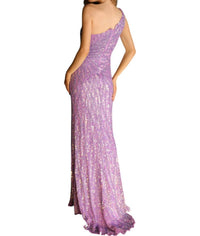 Primavera - Asymmetrical Sequined Embellished Prom Dress - clothing - dresses - patterned