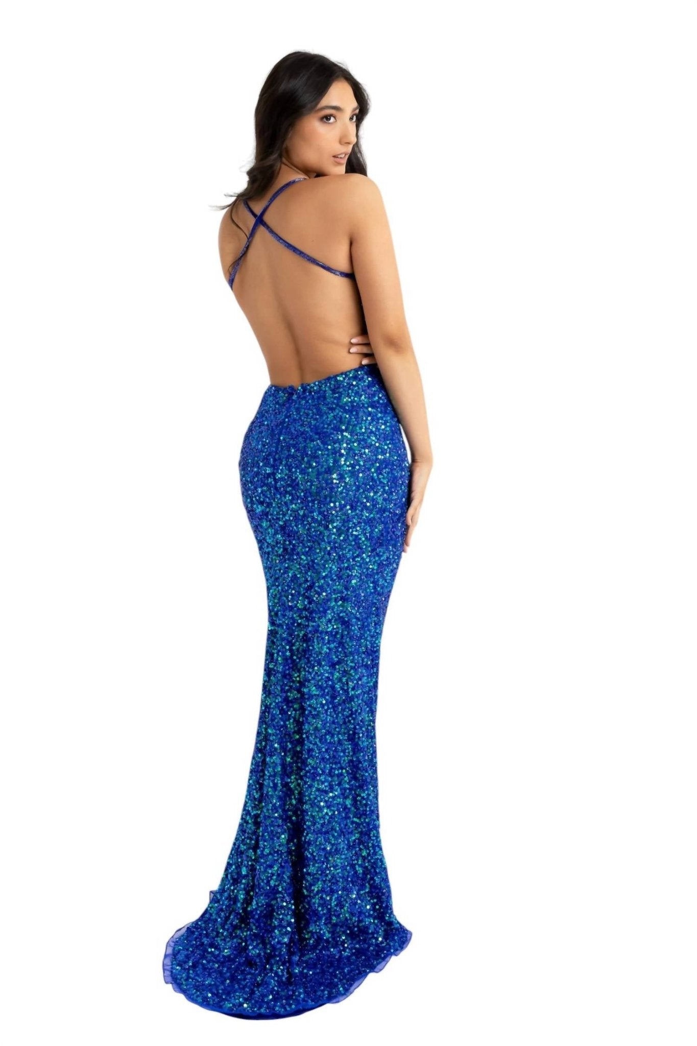 Primavera - Criss Cross Prom Dress - blue - clothing - dresses