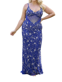 Primavera - Floral Sheer Bodice Prom Dress - blue - clothing - dresses