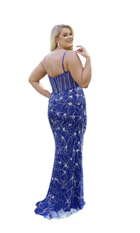 Primavera - Floral Sheer Bodice Prom Dress - blue - clothing - dresses