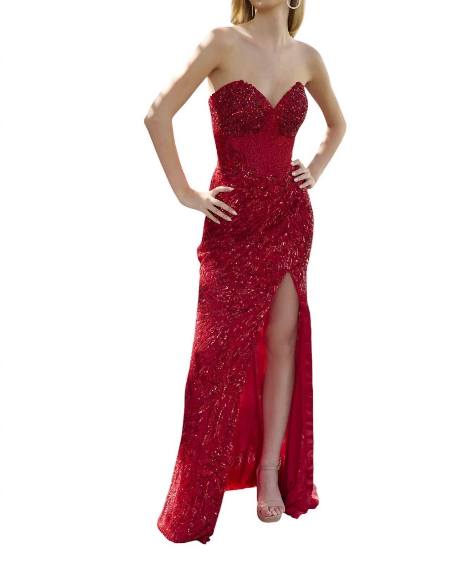 Primavera - Long Beaded Corset Gown - clothing - dresses - patterned
