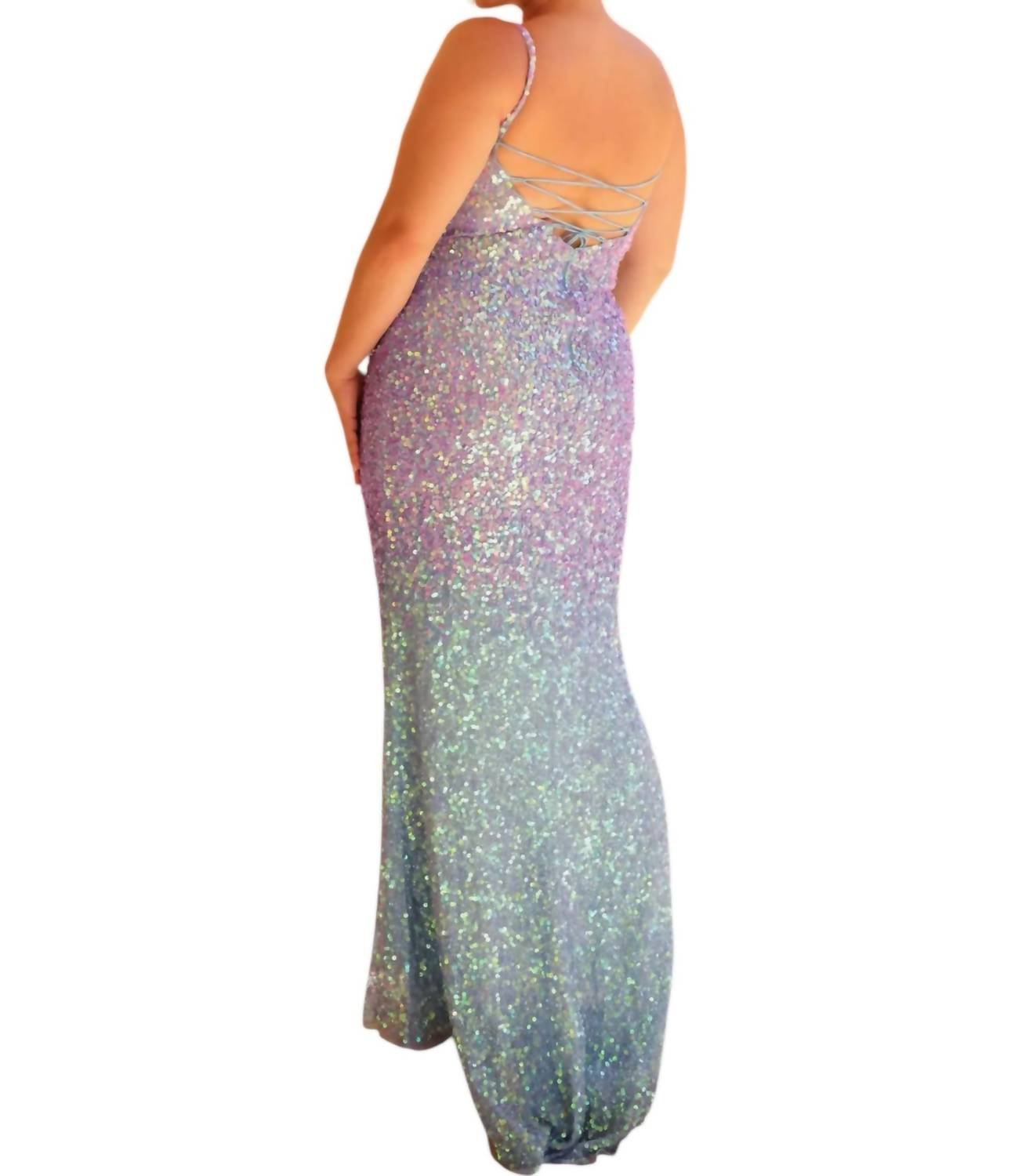 Primavera - Long Curvy Prom Dress - blue - clothing - dresses