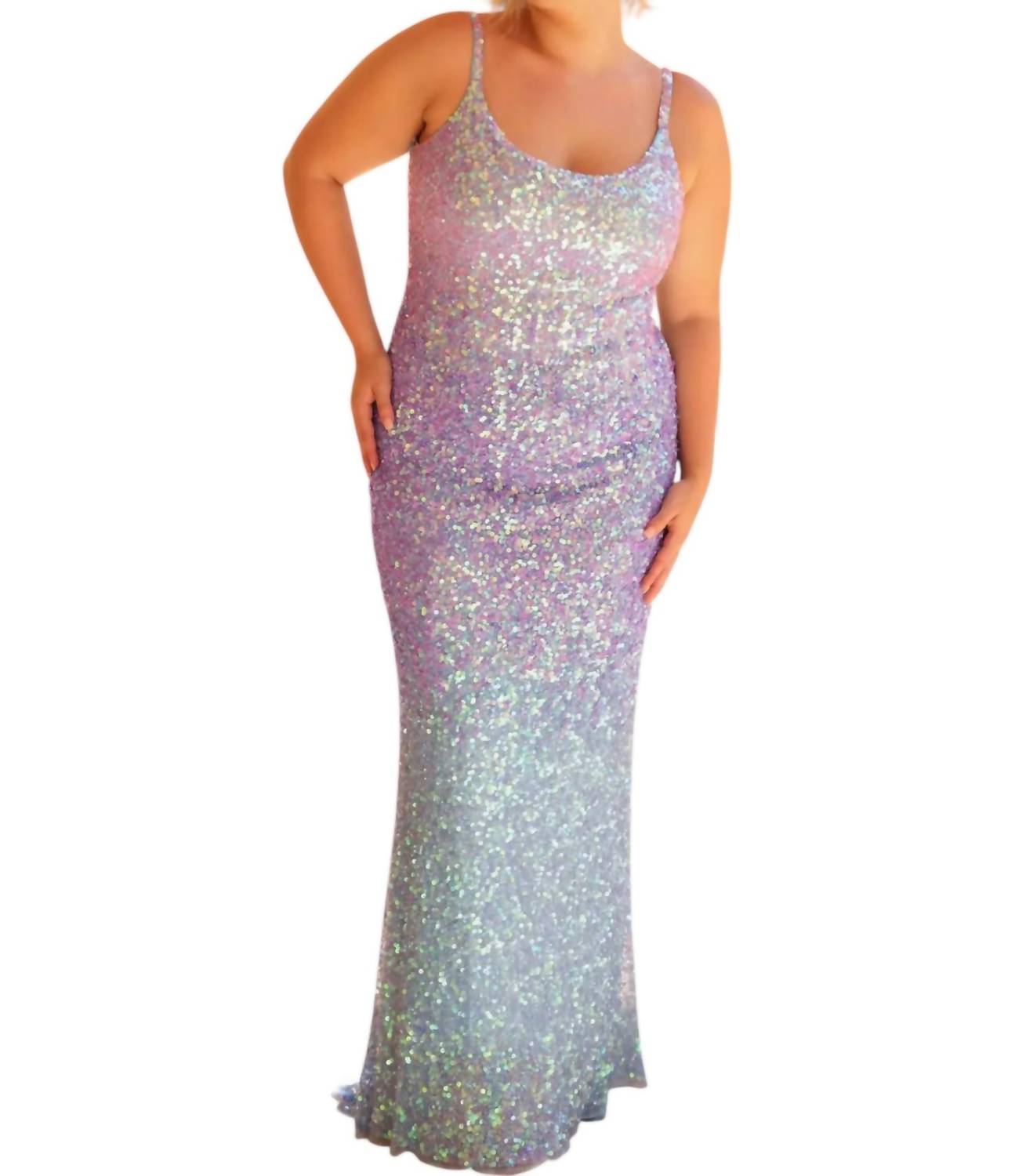 Primavera - Long Curvy Prom Dress - blue - clothing - dresses