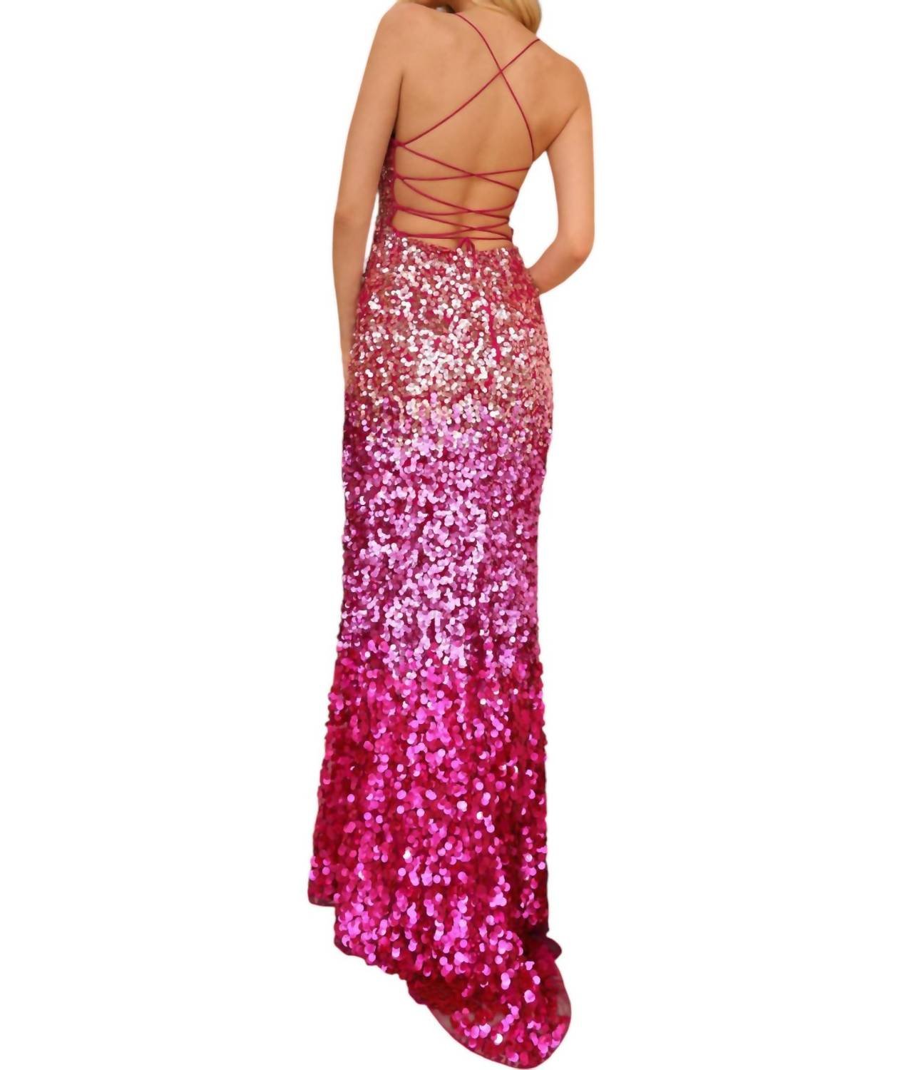 Primavera - Ombre Paillettes Prom Dress - clothing - dresses - patterned