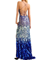 Primavera - Ombre Paillettes Prom Dress - blue - clothing - dresses