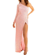 Primavera - One Shoulder Thigh - high Slit Prom Dress - clothing - dresses - patterned