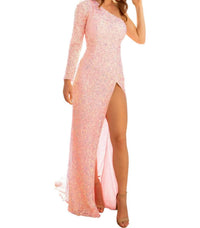 Primavera - One Shoulder Thigh - high Slit Prom Dress - clothing - dresses - patterned