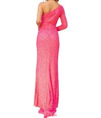 Primavera - One Shoulder Thigh - high Slit Prom Dress - clothing - dresses - patterned