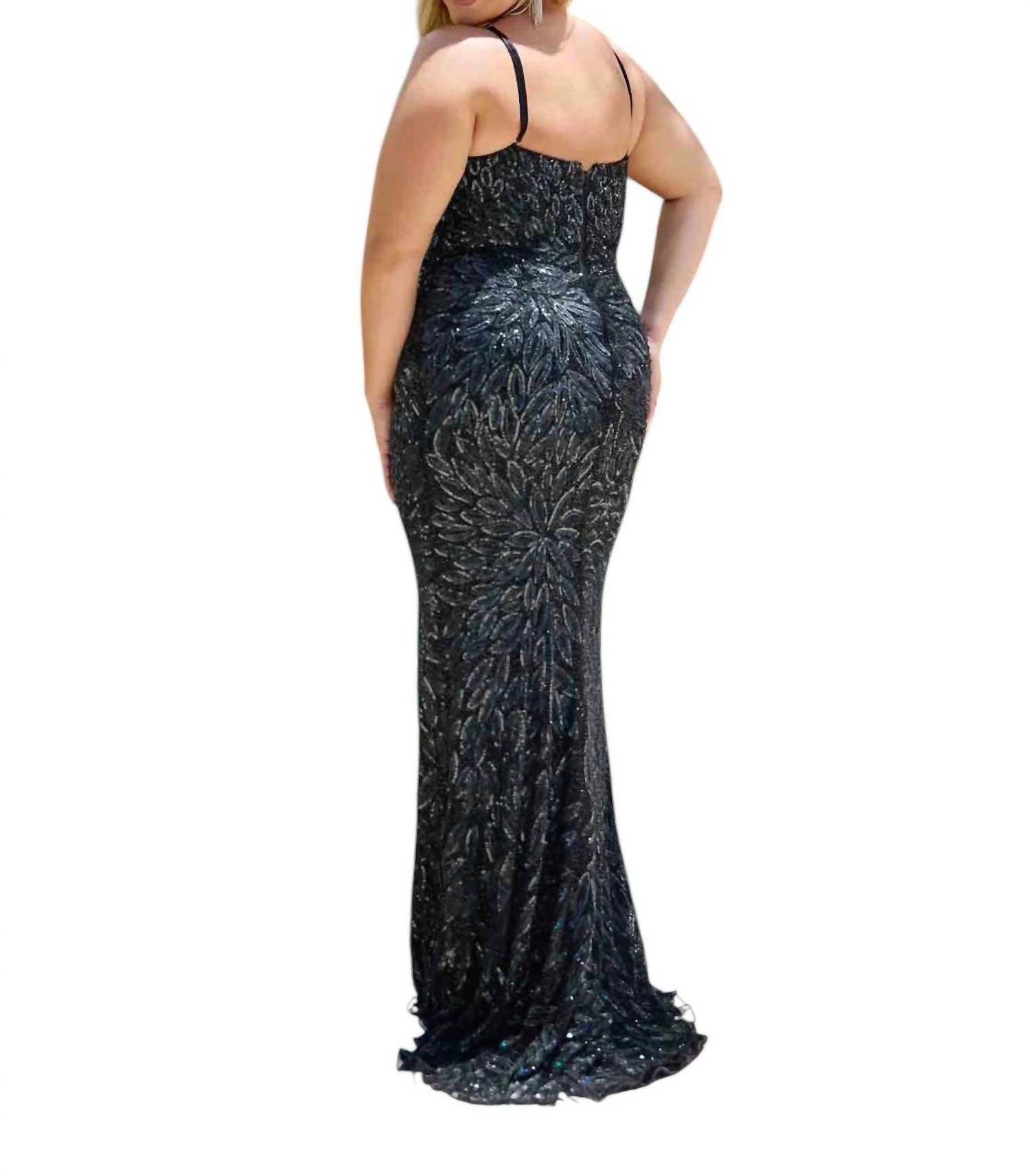 Primavera - Plunging V Neckline Prom Dress - black - clothing - dresses