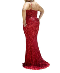 Primavera - Plunging V Neckline Prom Dress - clothing - dresses - patterned